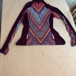 Prana Multicolor Geometric Long Sleeve Top